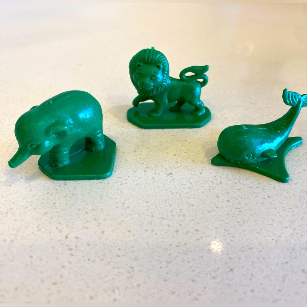 Vintage Tupperware Tuppertoys Green Animals Busy Blocks Lion, Elephant, Whale